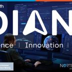 "In partnership with NATO DIANA – Defence Innovation Adoption" illustration of a space domain awareness control room with analysts monitoring orbital data.
